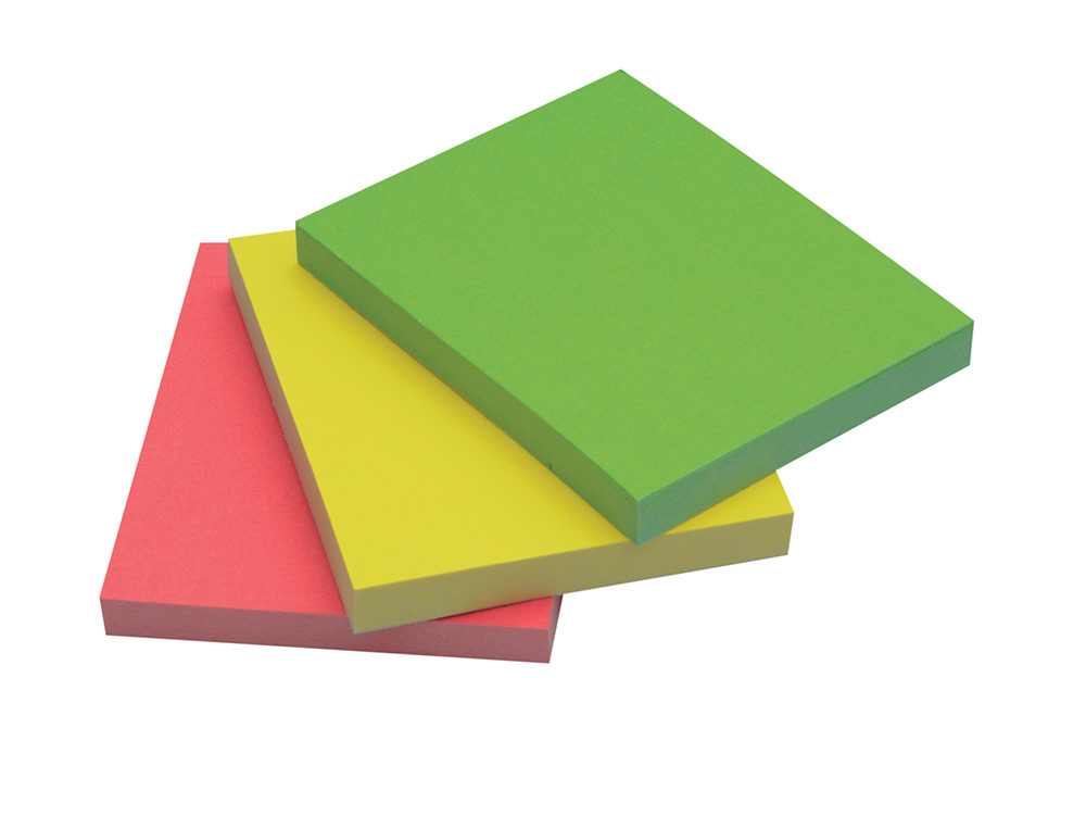 BLOCO DE NOTAS ADESIVAS Q-CONNECT FLUORESCENTE 38 X 51 MM PACK DE 3 UDS COM 50 FOLHAS POR COR