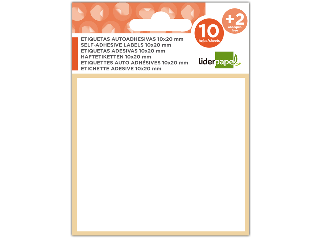 ETIQUETAS ADESIVAS LIDERPAPEL 10 + 2 FOLHAS 16X22 MM 300 ETIQUETAS