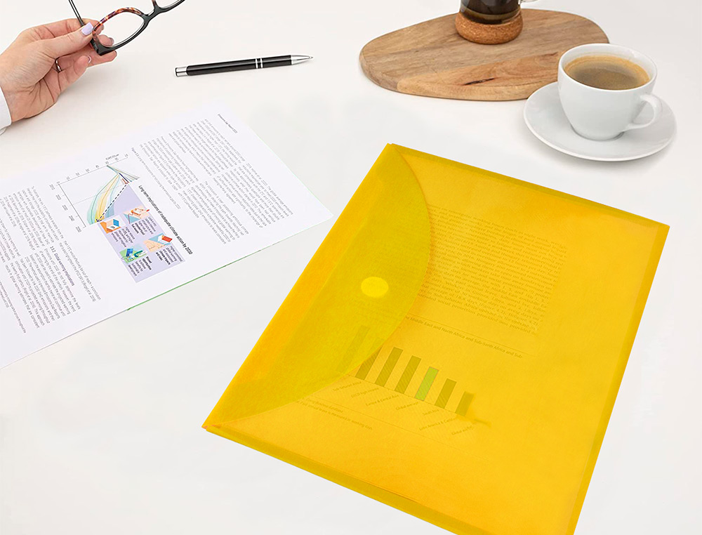 BOLSA PORTA DOCUMENTOS LIDERPAPEL DIN A4 AMARELO