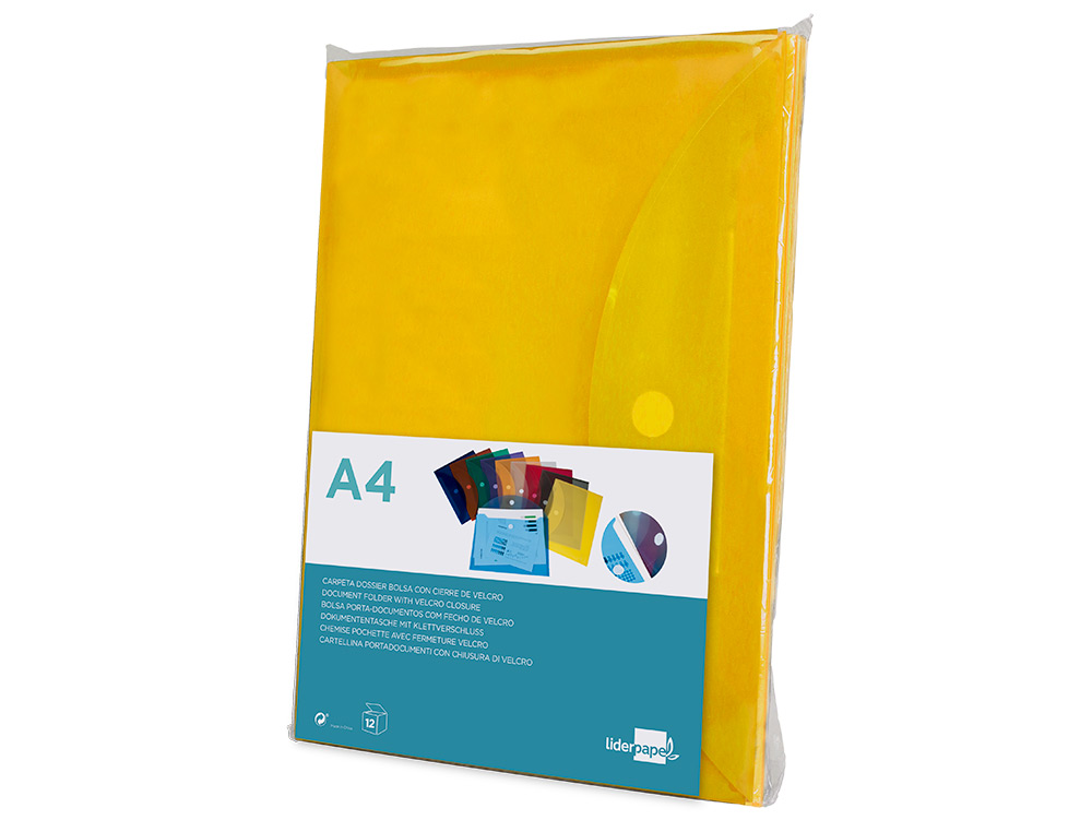 BOLSA PORTA DOCUMENTOS LIDERPAPEL DIN A4 AMARELO