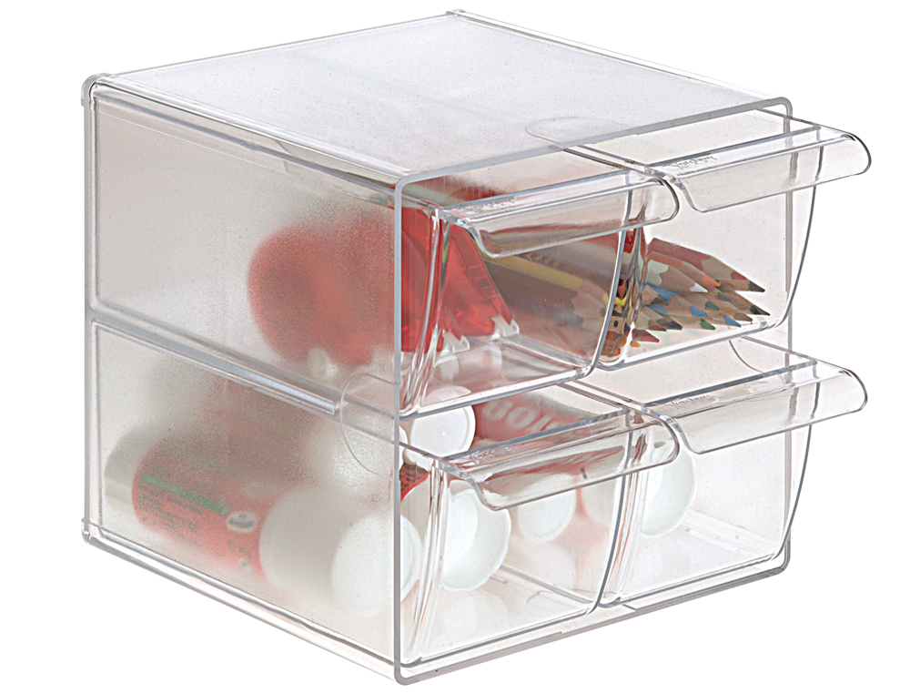 CUBO DE ARQUIVO ARCHIVO 2000 COM 4 GAVETAS EM POLIESTIRENO TRANSPARENTE 190 X 150 X 150 MM