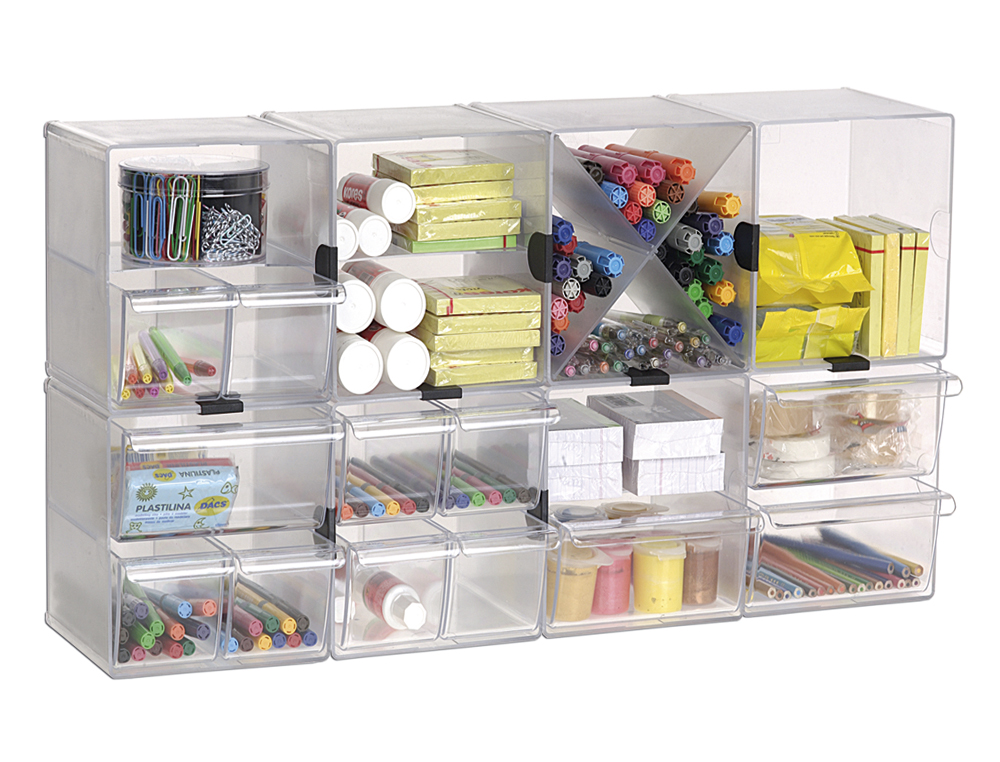 CUBO DE ARQUIVO ARCHIVO 2000 COM 4 GAVETAS EM POLIESTIRENO TRANSPARENTE 190 X 150 X 150 MM