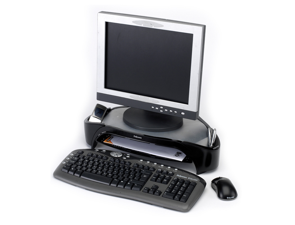 SUPORTE FELLOWES PARA MONITOR COM TABULEIRO PARA DOCUMENTACAO SUPORTA ATE 18 KG - 480 X 330 X 105 MM
