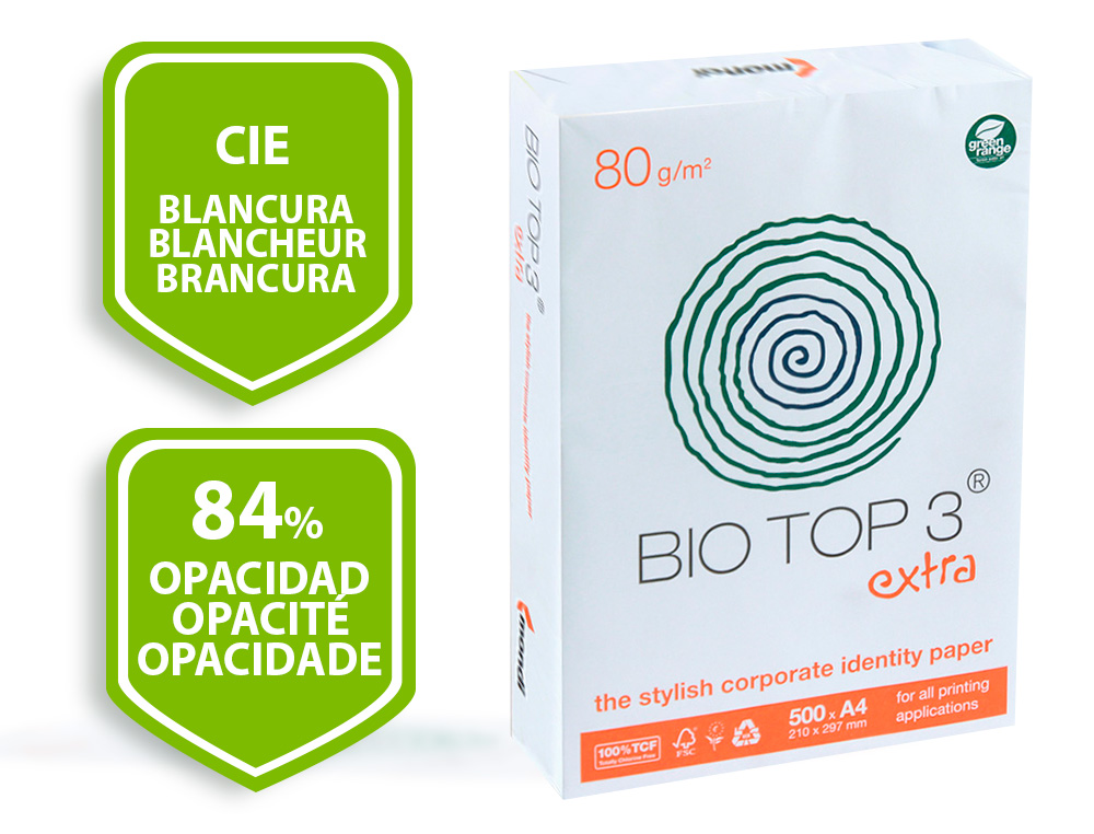 PAPEL FOTOCOPIA BIOTOP EXTRA ECOLOGICO DIN A4 EMBALAGEM DE 500 FOLHAS