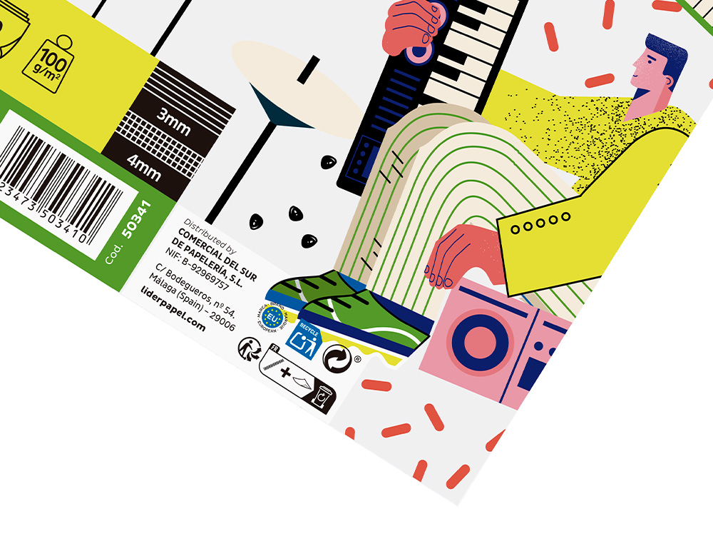 BLOCO MUSICA LIDERPAPEL PENTAGRAMA 3MM MAIS QUADRICULA DE 4MM PARA ANOTACOES QUARTO 20 FOLHAS 100 GR