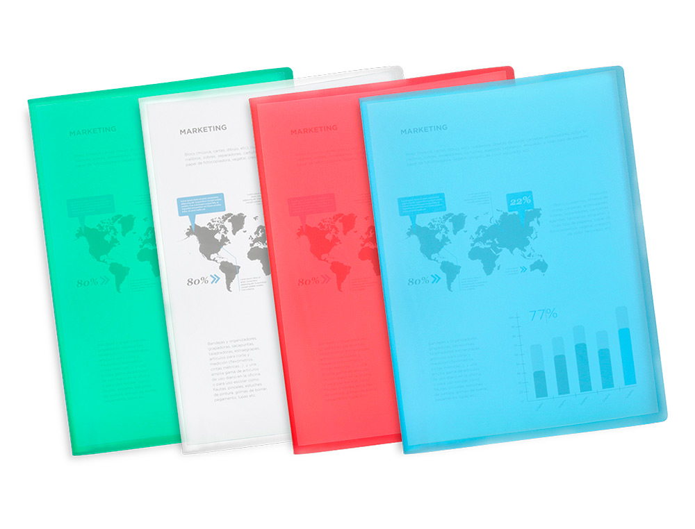 CAPA CATALOGO LIDERPAPEL 40 BOLSAS POLIPROPILENO DIN A4 TRASLUCIDA TRANSPARENTE