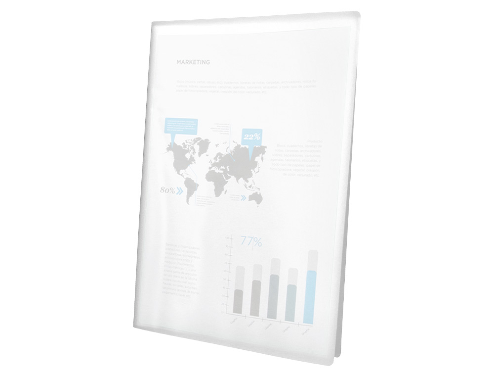 CAPA CATALOGO LIDERPAPEL 40 BOLSAS POLIPROPILENO DIN A4 TRASLUCIDA TRANSPARENTE