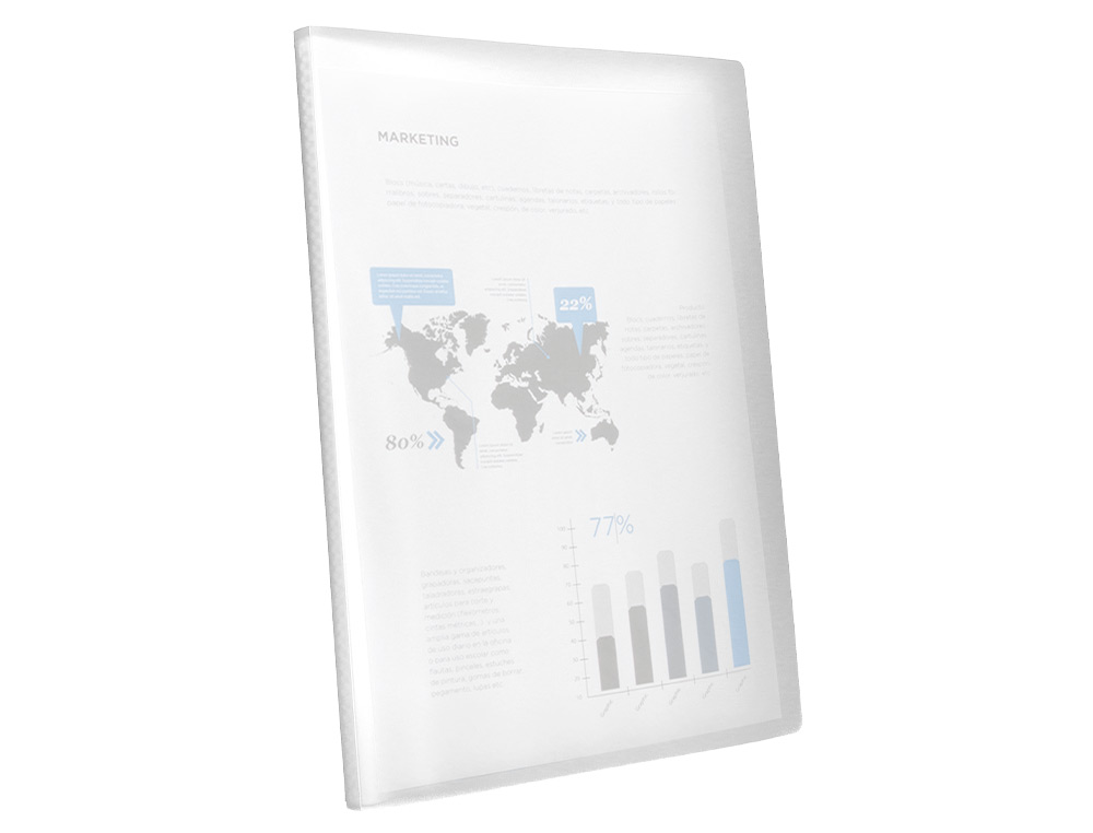 CAPA CATALOGO LIDERPAPEL 40 BOLSAS POLIPROPILENO DIN A4 TRASLUCIDA TRANSPARENTE