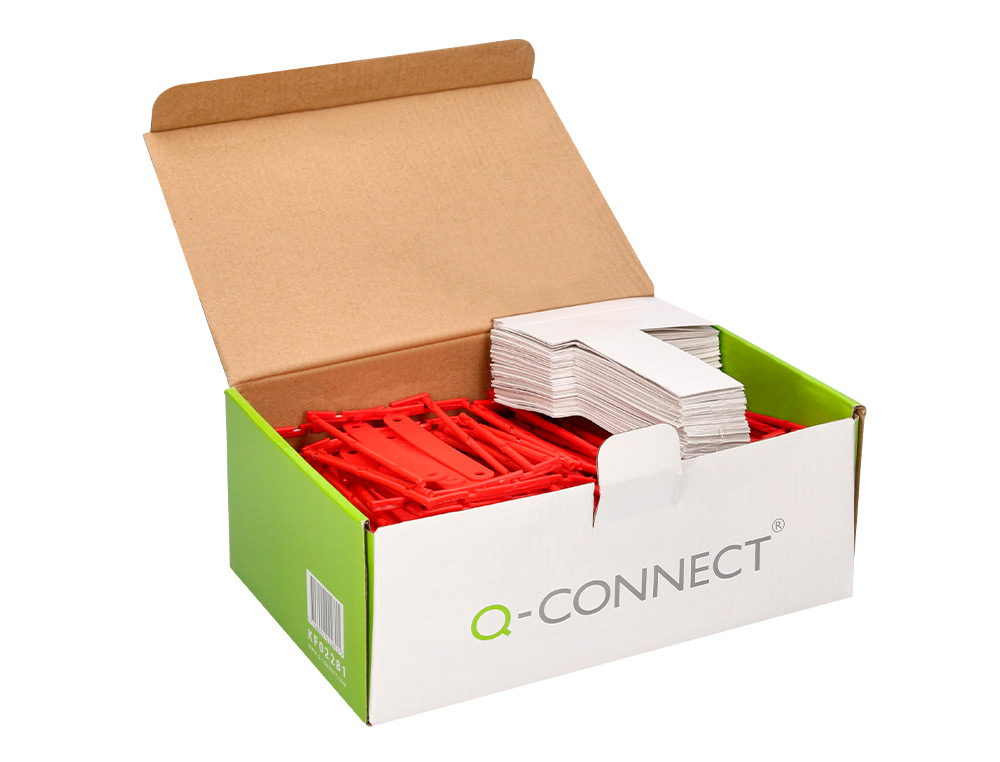 ENCADERNADOR FASTENER Q-CONNECT PLASTICO D-CLIPS COR VERMELHO CAIXA DE 100 UNIDADES