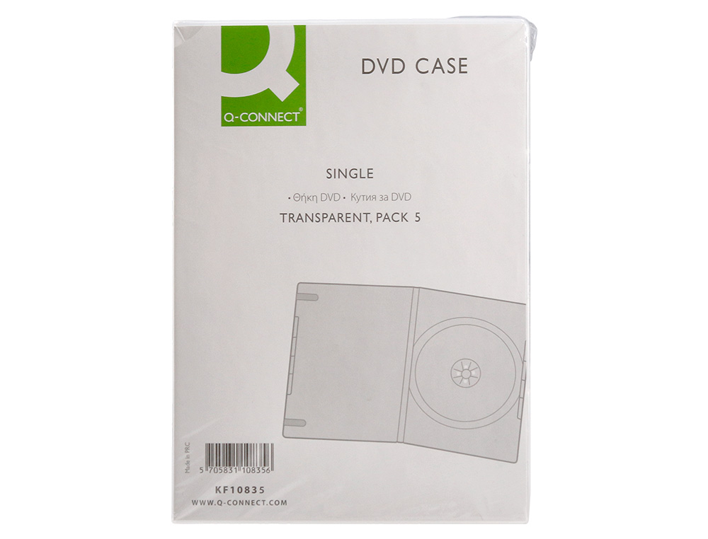 CAIXA DVD Q-CONNECT TRANSPAREN TE PACK DE 5 UNIDADES