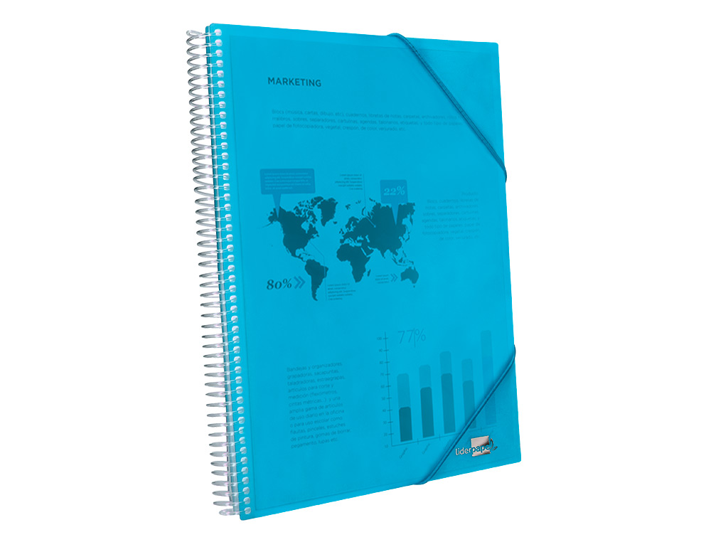 CAPA CATALOGO LIDERPAPEL COM ESPIRAL 10 BOLSAS POLIPROPILENO DIN A4 AZUL