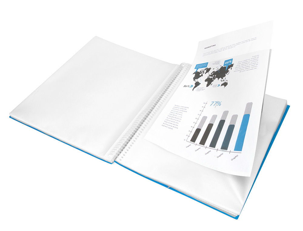 CAPA CATALOGO LIDERPAPEL COM ESPIRAL 10 BOLSAS POLIPROPILENO DIN A4 AZUL