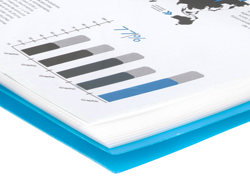 CAPA CATALOGO LIDERPAPEL COM ESPIRAL 10 BOLSAS POLIPROPILENO DIN A4 AZUL