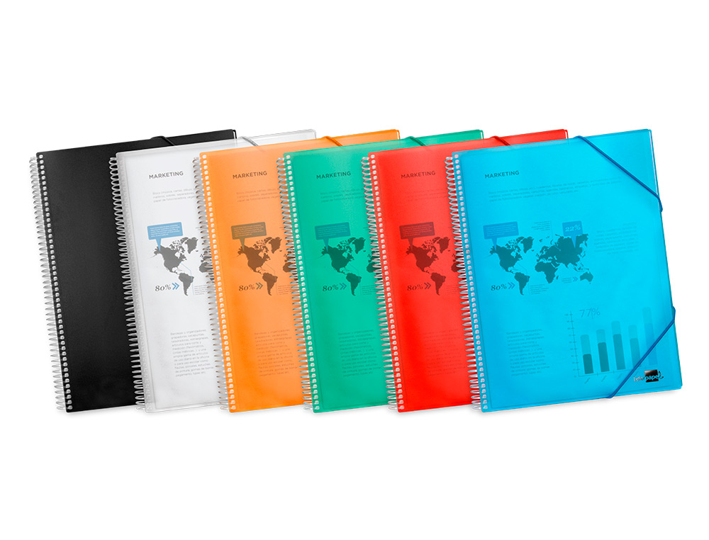 CAPA CATALOGO LIDERPAPEL COM ESPIRAL 10 BOLSAS POLIPROPILENO DIN A4 AZUL