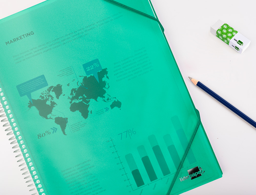 CAPA CATALOGO LIDERPAPEL COM ESPIRAL 30 BOLSAS POLIPROPILENO DIN A4 VERDE