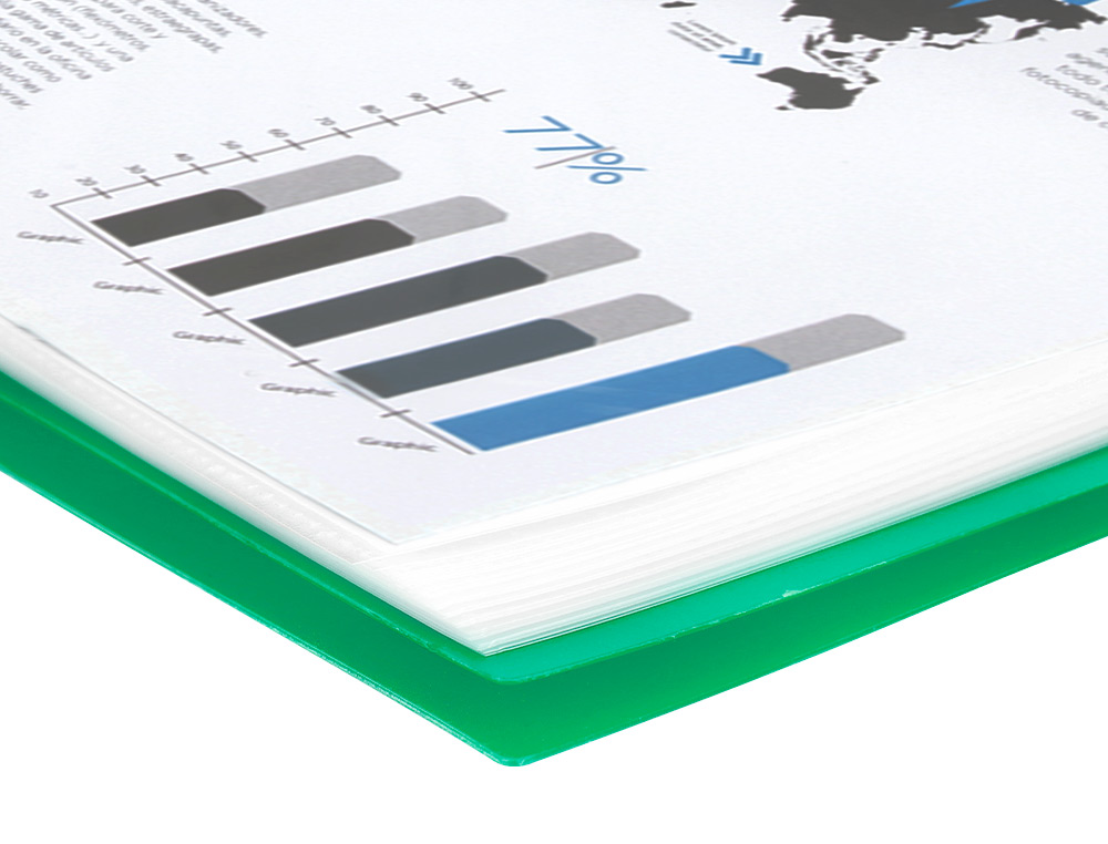 CAPA CATALOGO LIDERPAPEL COM ESPIRAL 30 BOLSAS POLIPROPILENO DIN A4 VERDE