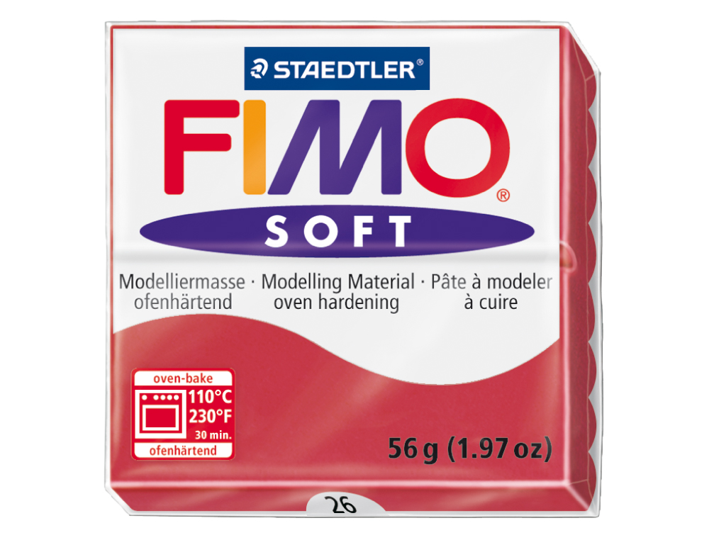 PASTA PARA MODELAR STAEDTLER FIMO SOFT 56 GR COR VERMELHO CEREJA