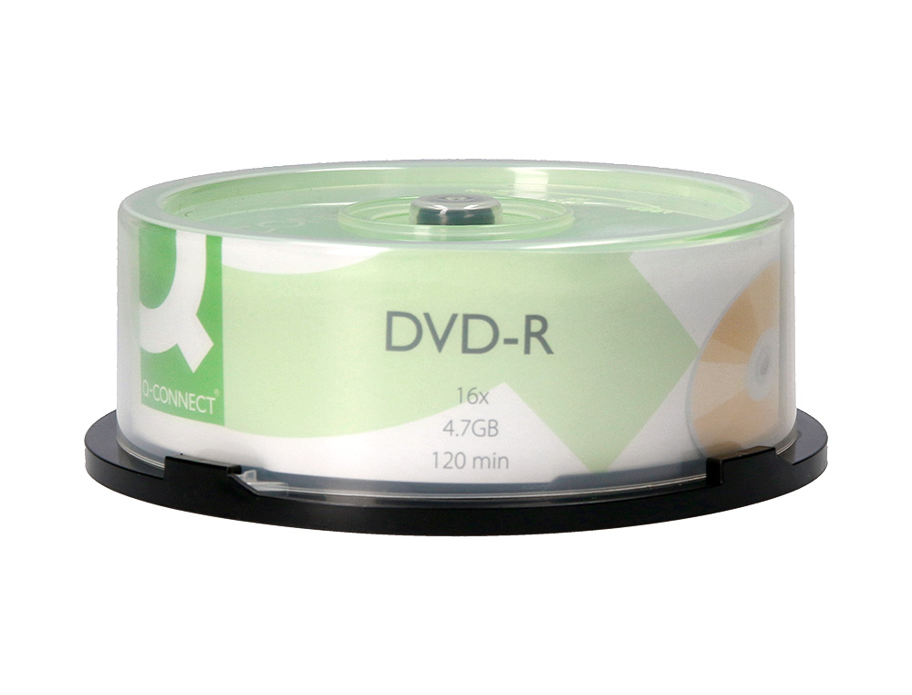 DVD-R Q-CONNECT CAPACIDADE 4,7GB DURACAO 120MIN VELOCIDADE 16X TORRE DE 25 UNIDADES