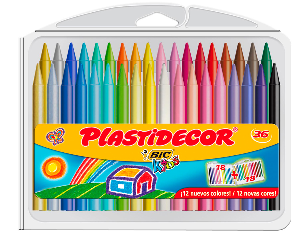 LAPIS DE CERA PLASTIDECOR CAIXA DE 36 CORES