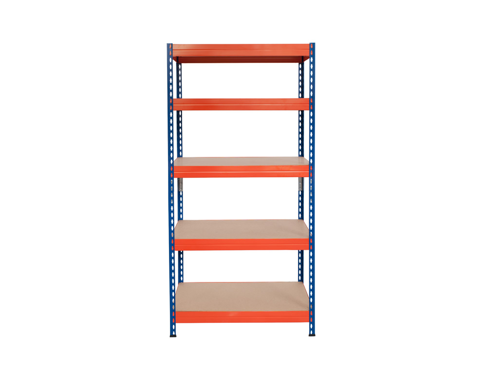 ESTANTE AR STORAGE METALICA 180X90X40 CM 5 PRATELEIRAS 200KG POR PRAT.EM MADEIRA SEM PARAFUSOS COR AZUL/LARANJA