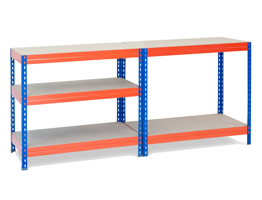 ESTANTE AR STORAGE METALICA 180X90X40 CM 5 PRATELEIRAS 200KG POR PRAT.EM MADEIRA SEM PARAFUSOS COR AZUL/LARANJA