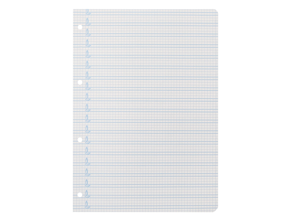 RECAMBIO LIDERPAPEL FOLIO 100 H 4 TALADROS 70 GR CUADRICULADO PAUTADO 4 MM CON MARGEN