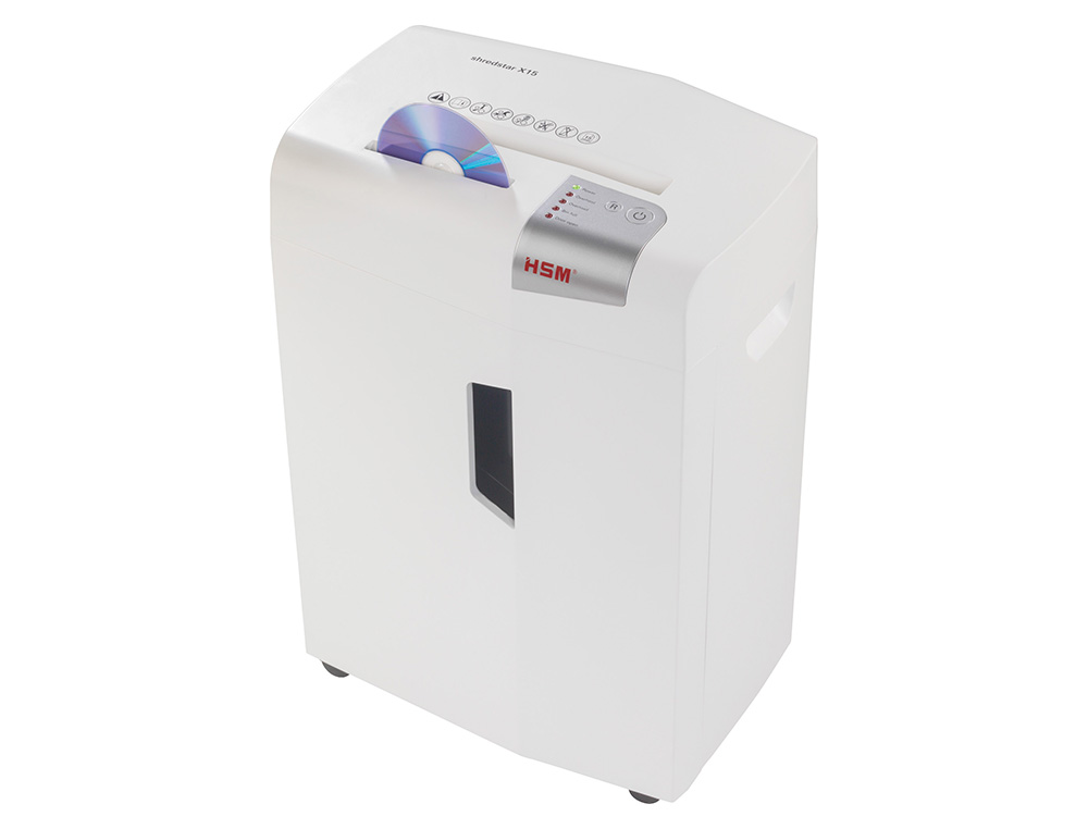 DESTRUIDORA DE DOCUMENTOS HSM SHREDSTAR X15 CAPACIDADE DE CORTE 15 FOLHAS EM PARTICULAS DESTROI AGRAFES CLIPS CD E CARTO
