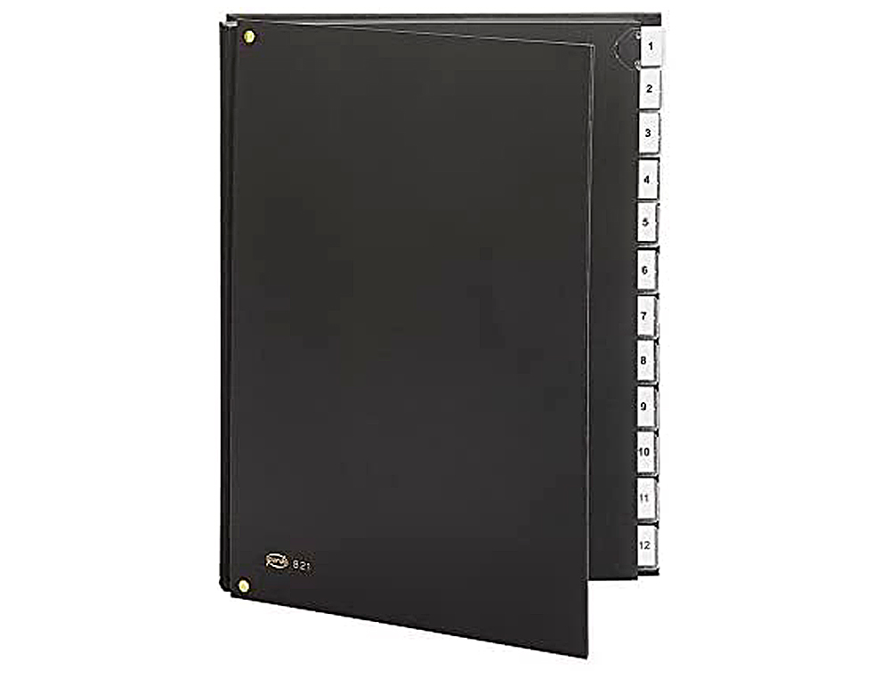 PASTA CLASSIFICADORA PARDO COM FOLE CARTAO COMPACTO FOLIO COM 12 DEPARTAMENTOS VISOR DUPLO PERSONALIZAVEIS COR PRETO