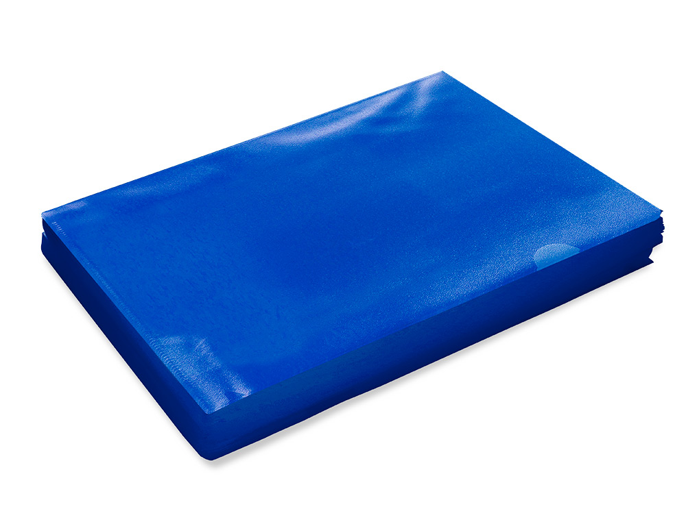 BOLSA DOSSIER Q-CONNECT EM PLASTICO DIN A4 120 MICRONS AZUL CAIXA DE 100 UNIDADES