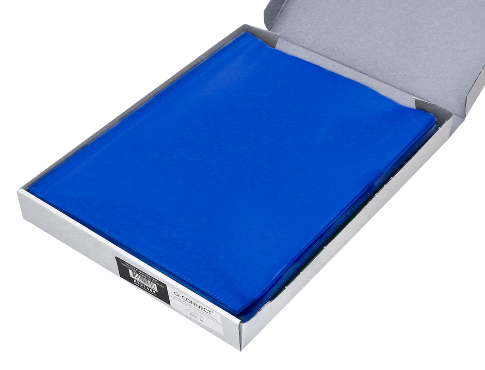 BOLSA DOSSIER Q-CONNECT EM PLASTICO DIN A4 120 MICRONS AZUL CAIXA DE 100 UNIDADES