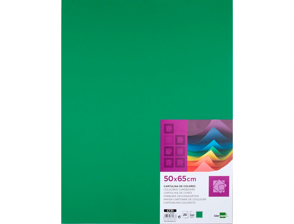 CARTOLINA LIDERPAPEL 50X65 CM 240 GR VERDE NATAL PACK DE 25 UNIDADES