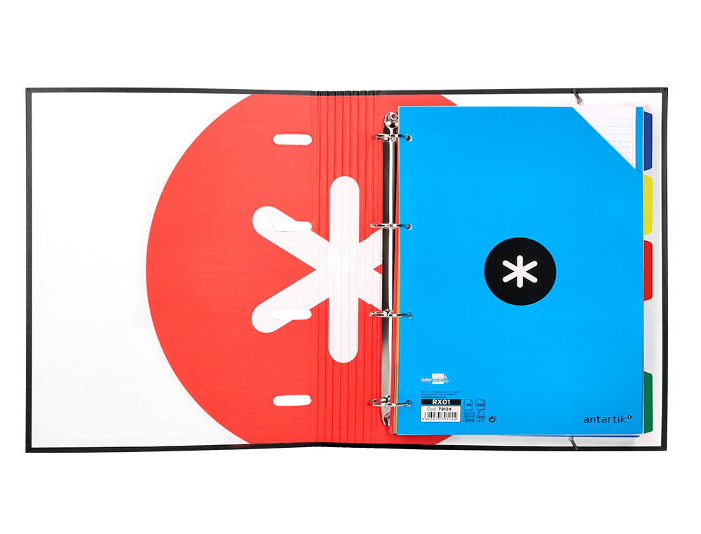 PASTA ANTARTIK COM RECARGA E ABA DIN A4 QUADRICULA 5MM FORRADA 4 ANEIS 40MM COR PRETA