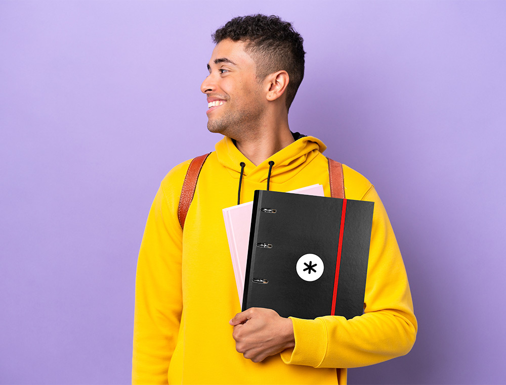 PASTA ANTARTIK COM RECARGA E ABA DIN A4 QUADRICULA 5MM FORRADA 4 ANEIS 40MM COR PRETA