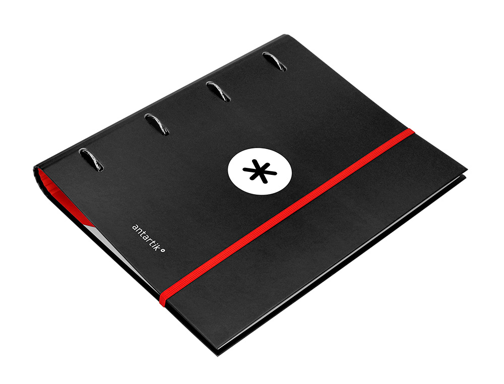 PASTA ANTARTIK COM RECARGA E ABA DIN A4 QUADRICULA 5MM FORRADA 4 ANEIS 40MM COR PRETA