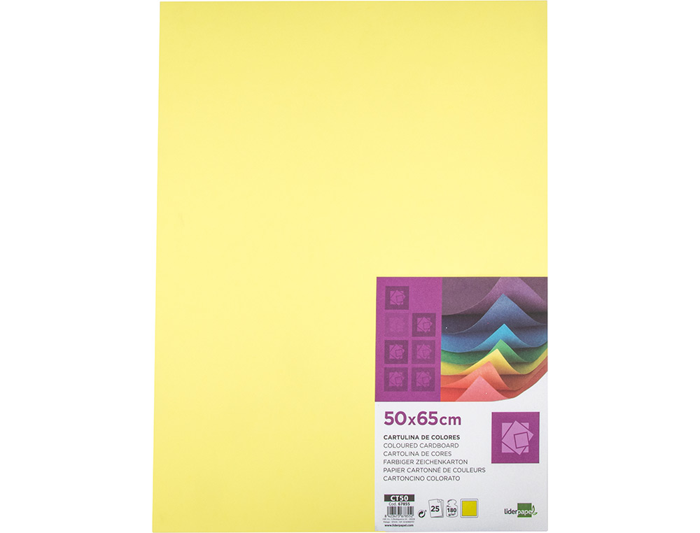 CARTOLINA LIDERPAPEL 50X65 CM 180 GR AMARELO MEDIO PACK DE 25 UNIDADES