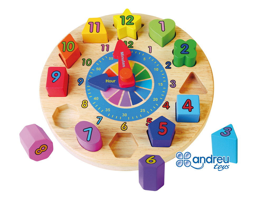PUZZLE ANDREUTOYS RELOGIO MADEIRA FIGURAS GEOMETRICAS 22X4 CM