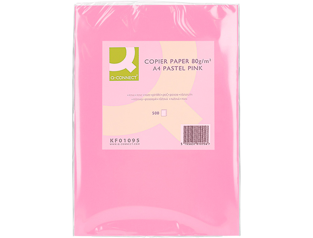 PAPEL DE COR Q-CONNECT DIN A4 80 GR ROSA EMBALAGEM DE 500 FOLHAS