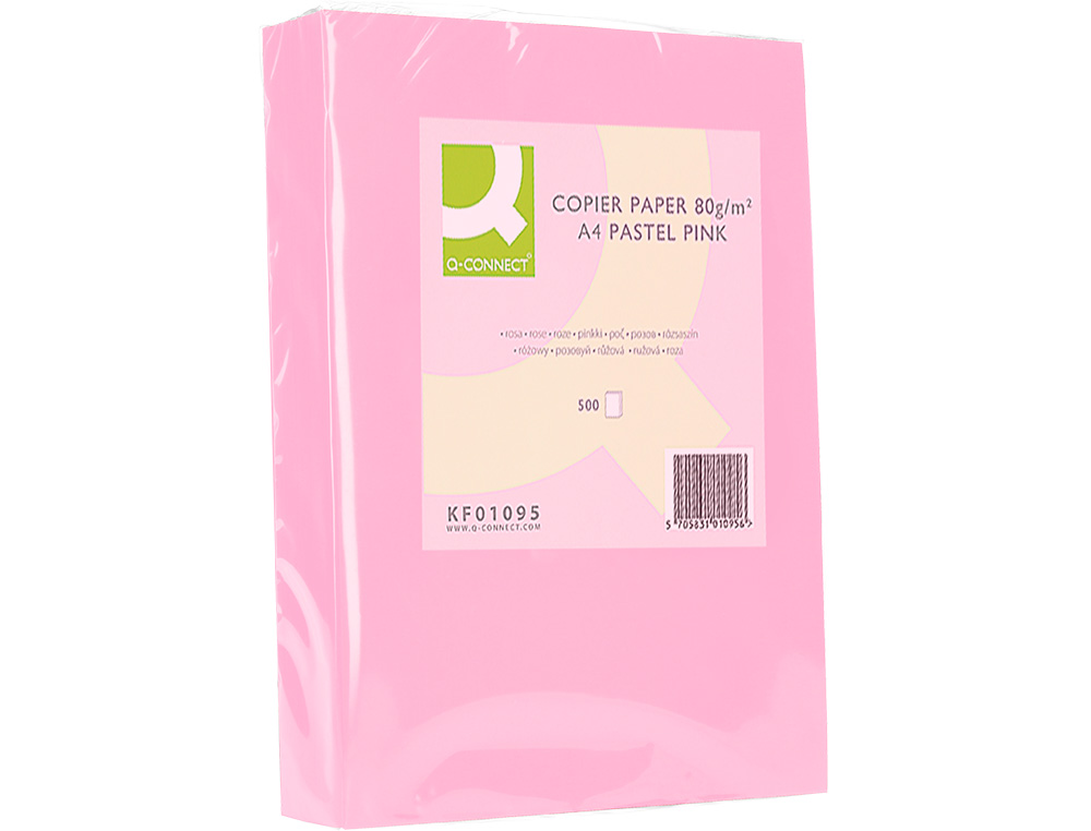 PAPEL DE COR Q-CONNECT DIN A4 80 GR ROSA EMBALAGEM DE 500 FOLHAS