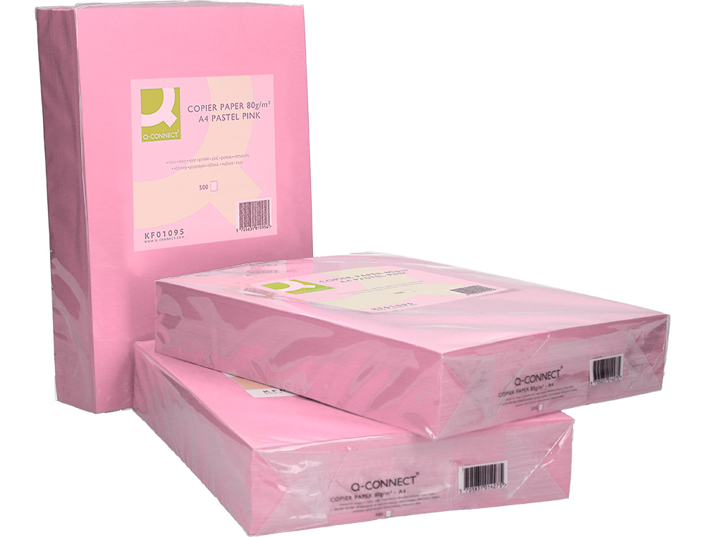 PAPEL DE COR Q-CONNECT DIN A4 80 GR ROSA EMBALAGEM DE 500 FOLHAS