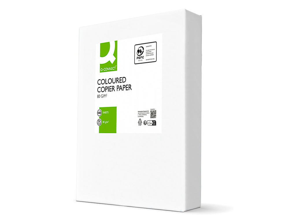 PAPEL DE COR Q-CONNECT DIN A4 80 GR VERDE INTENSO EMBALAGEM DE 500 FOLHAS