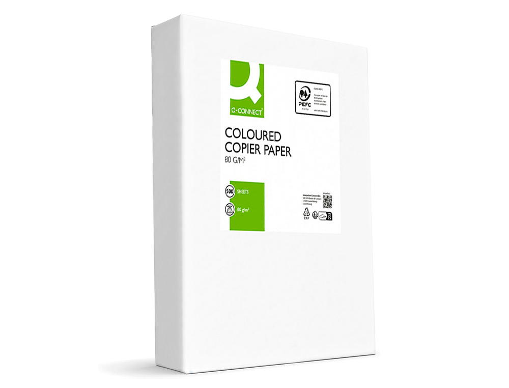 PAPEL DE COR Q-CONNECT DIN A4 80 GR VERDE INTENSO EMBALAGEM DE 500 FOLHAS
