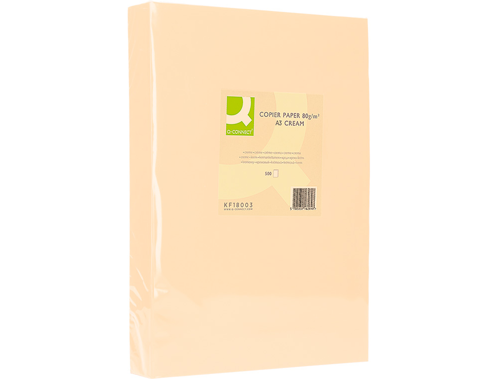 PAPEL DE COR Q-CONNECT DIN A3 80 GR CREME EMBALAGEM DE 500 FOLHAS