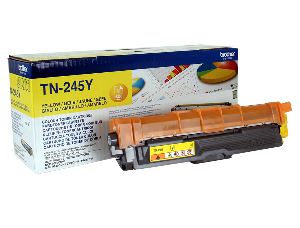 TONER BROTHER TN-245Y HL3140CW/3150CDW/3170CDW DCP9020CDW MFC9140CDN/9330CDW/9340CDW AMARELO -2200 PAG