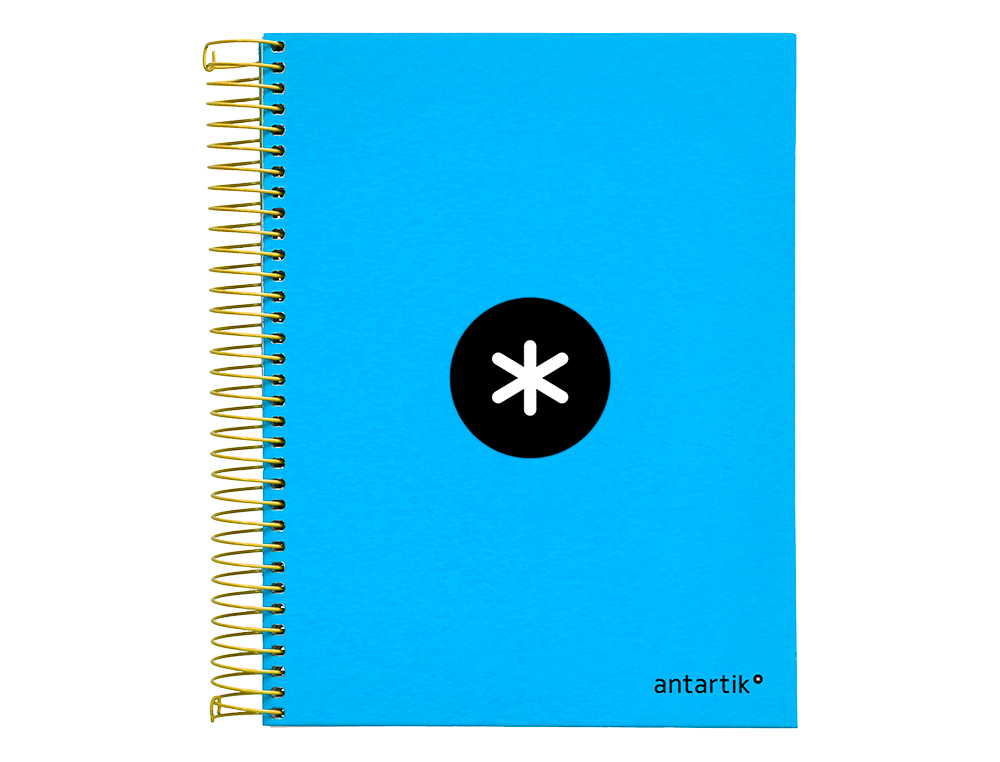 CADERNO ESPIRAL DIN A5 ANTARTIK CAPA FORRADA 120 F 100 GR QUADRICULA 5 MM 5 BANDAS DE CORES COR AZUL