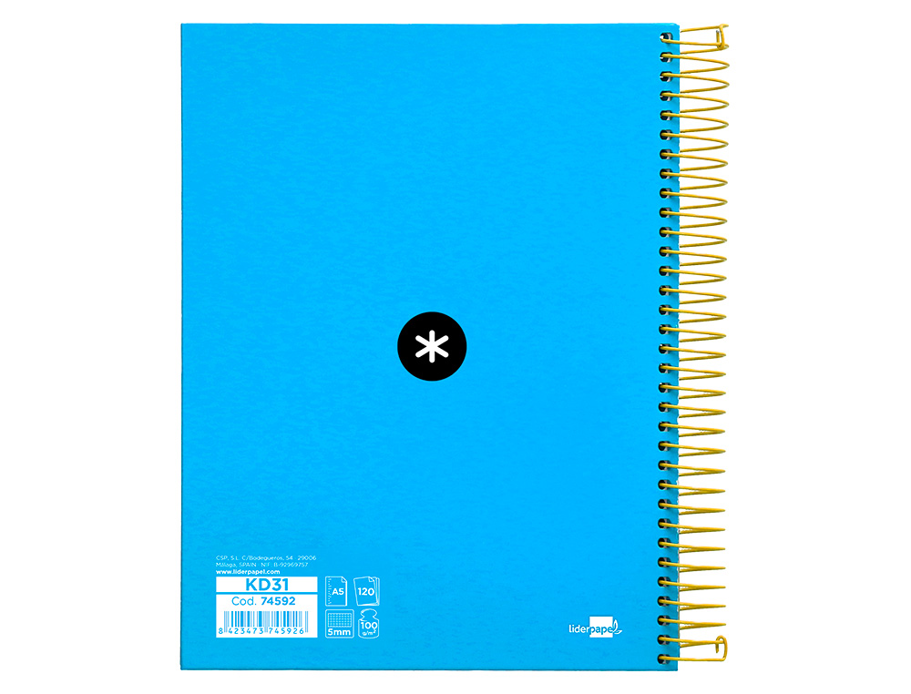 CADERNO ESPIRAL DIN A5 ANTARTIK CAPA FORRADA 120 F 100 GR QUADRICULA 5 MM 5 BANDAS DE CORES COR AZUL