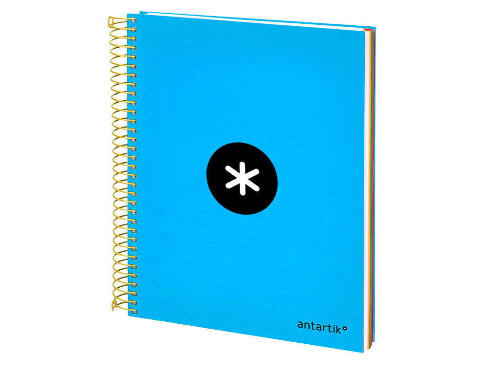 CADERNO ESPIRAL DIN A5 ANTARTIK CAPA FORRADA 120 F 100 GR QUADRICULA 5 MM 5 BANDAS DE CORES COR AZUL