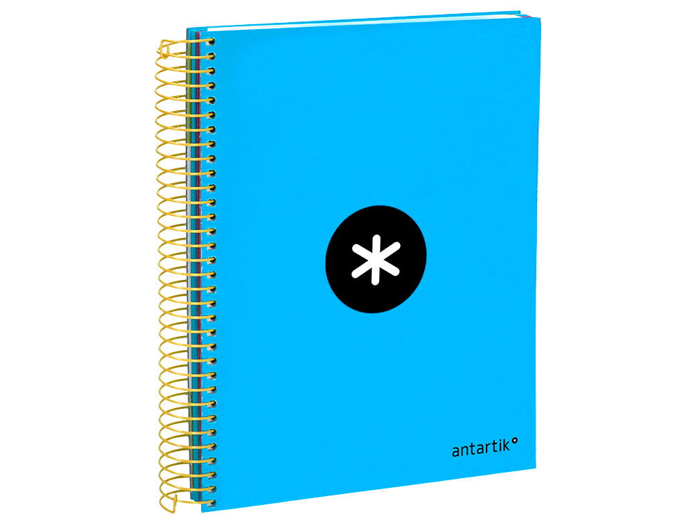 CADERNO ESPIRAL DIN A5 ANTARTIK CAPA FORRADA 120 F 100 GR QUADRICULA 5 MM 5 BANDAS DE CORES COR AZUL