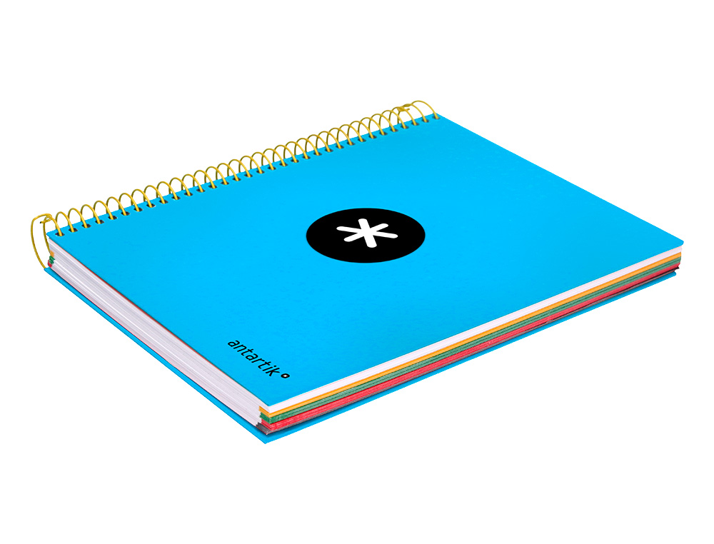 CADERNO ESPIRAL DIN A5 ANTARTIK CAPA FORRADA 120 F 100 GR QUADRICULA 5 MM 5 BANDAS DE CORES COR AZUL