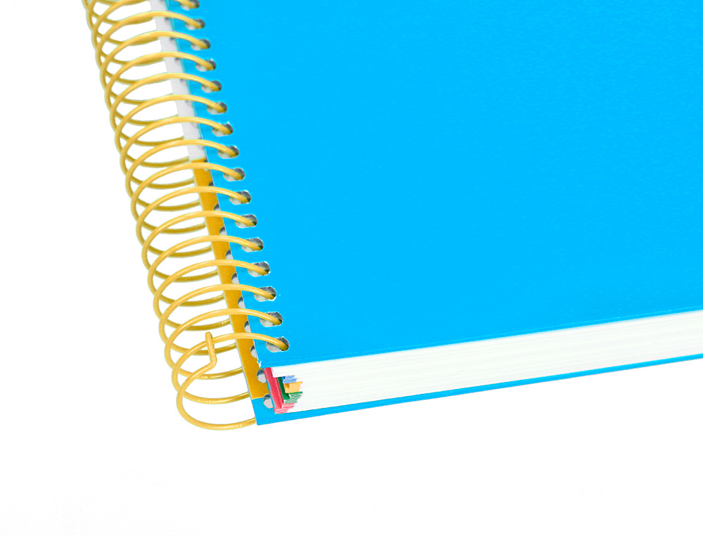 CADERNO ESPIRAL DIN A5 ANTARTIK CAPA FORRADA 120 F 100 GR QUADRICULA 5 MM 5 BANDAS DE CORES COR AZUL