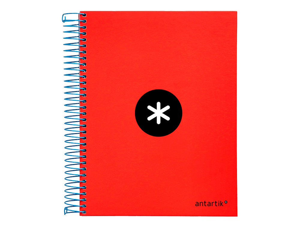 CADERNO ESPIRAL DIN A5 ANTARTIK CAPA FORRADA 120 F 100 GR QUADRICULA 5 MM 5 BANDAS DE CORES COR VERMELHO